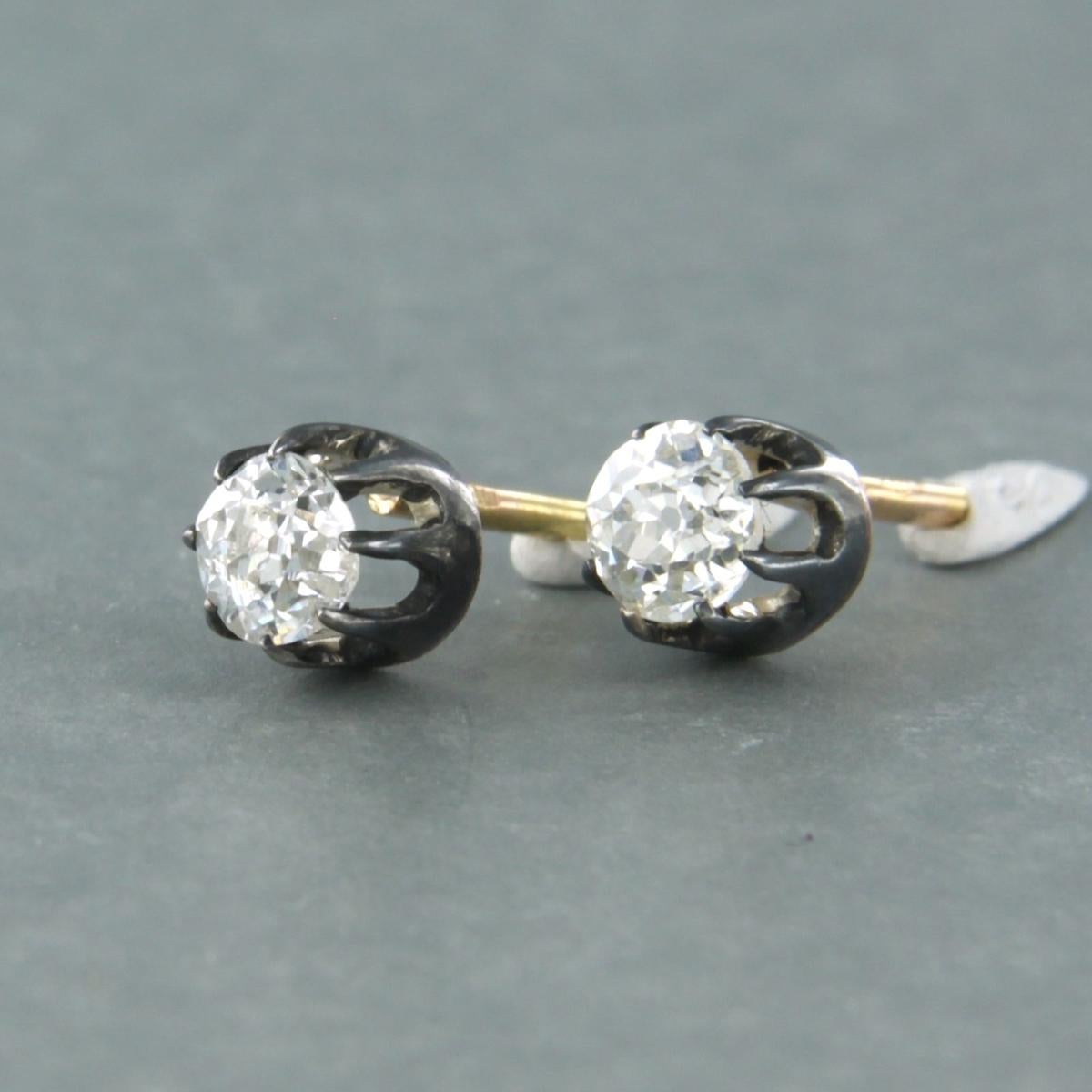 Début de l'époque victorienne Boucles d'oreilles avec diamants taille ancienne jusqu'à 0,70ct Or 18k et argent en vente