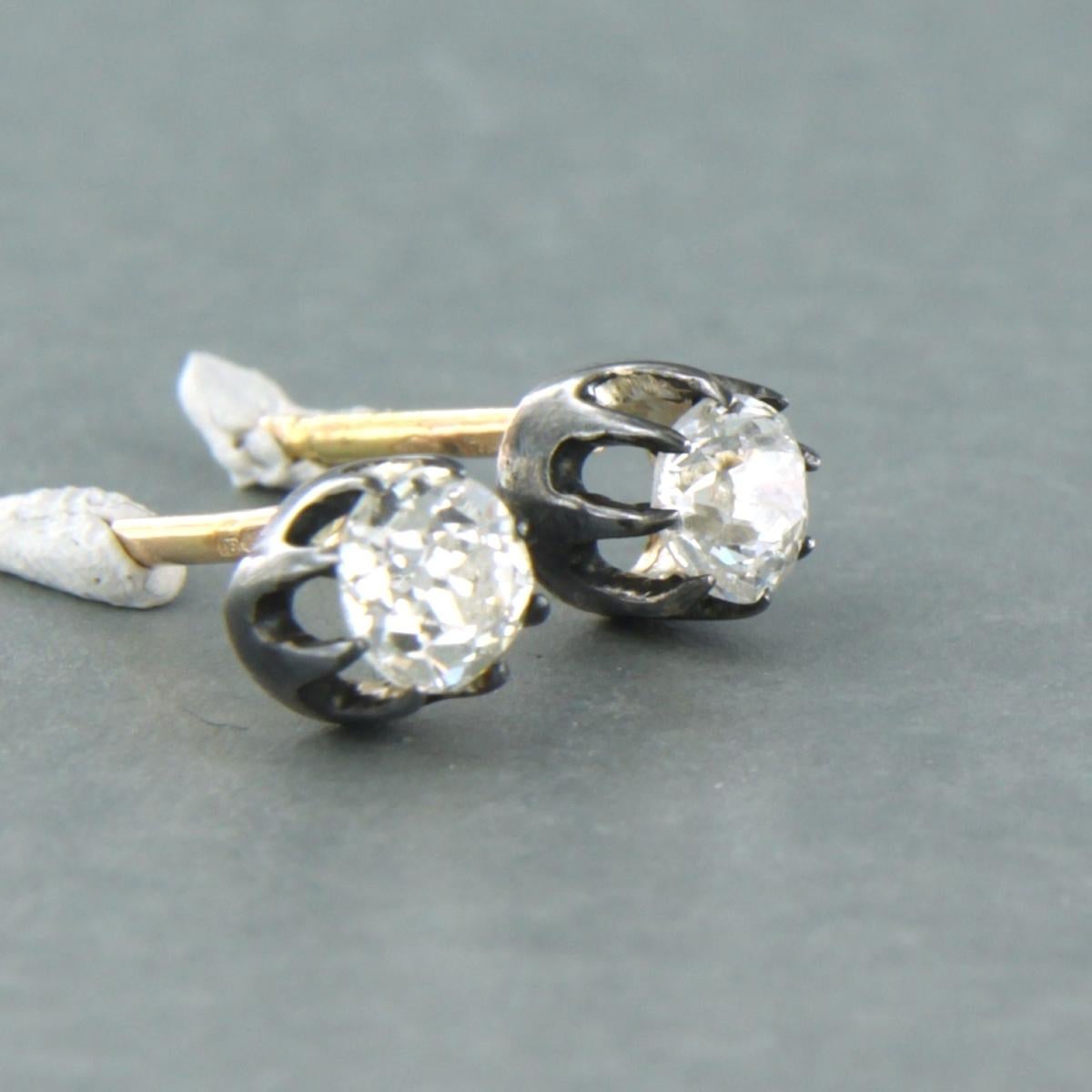Taille vieille mine Boucles d'oreilles avec diamants taille ancienne jusqu'à 0,70ct Or 18k et argent en vente