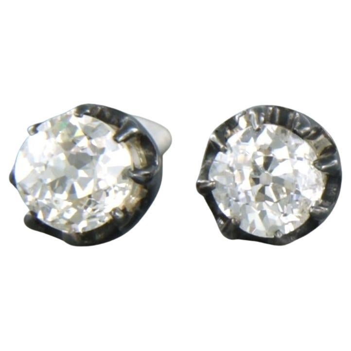 Orecchini con diamanti taglio old mine fino a 0,70ct in oro 18k e argento