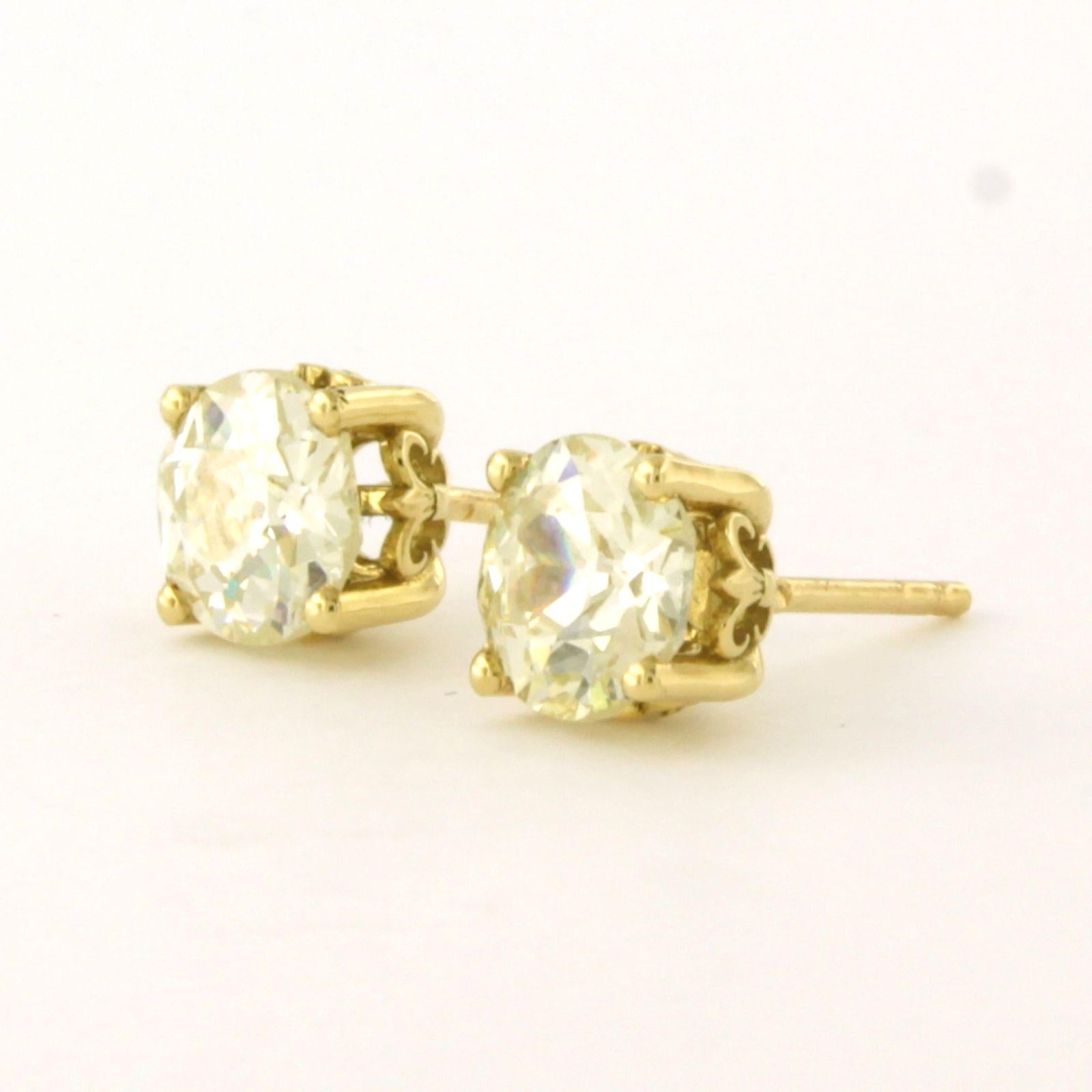 Taglio vecchia miniera Earrings with old mine cut diamonds up to 3.23ct 18k gold 3.3 grams in vendita