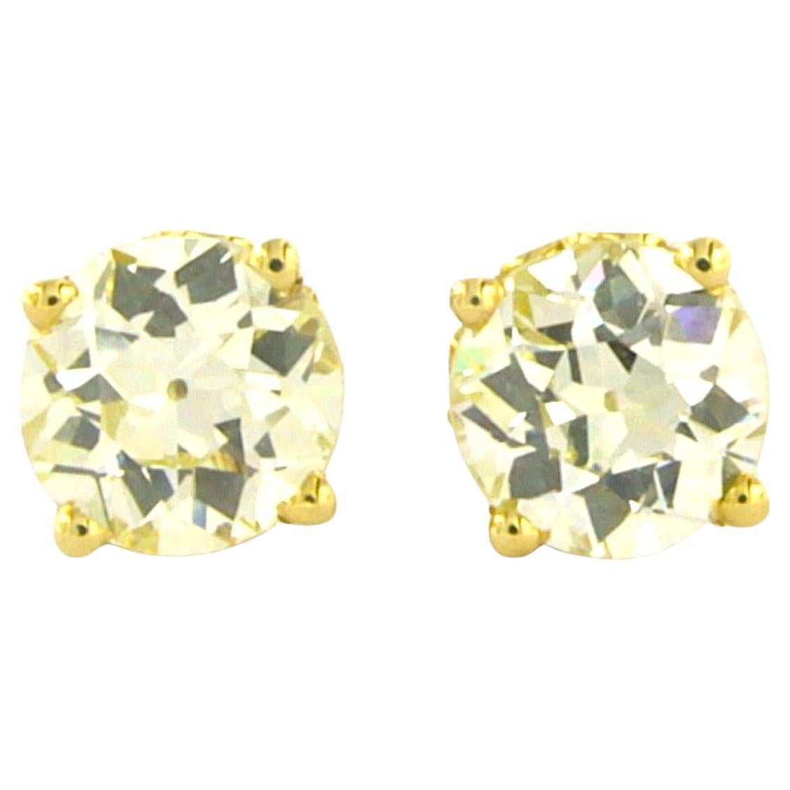 Earrings with old mine cut diamonds up to 3.23ct 18k gold 3.3 grams
