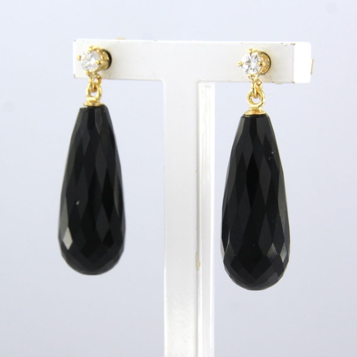 Boucles d'oreilles avec onyx et diamants taille brillant jusqu'à 0,14ct or 18k 5,1 grammes Neuf - En vente à The Hague, ZH