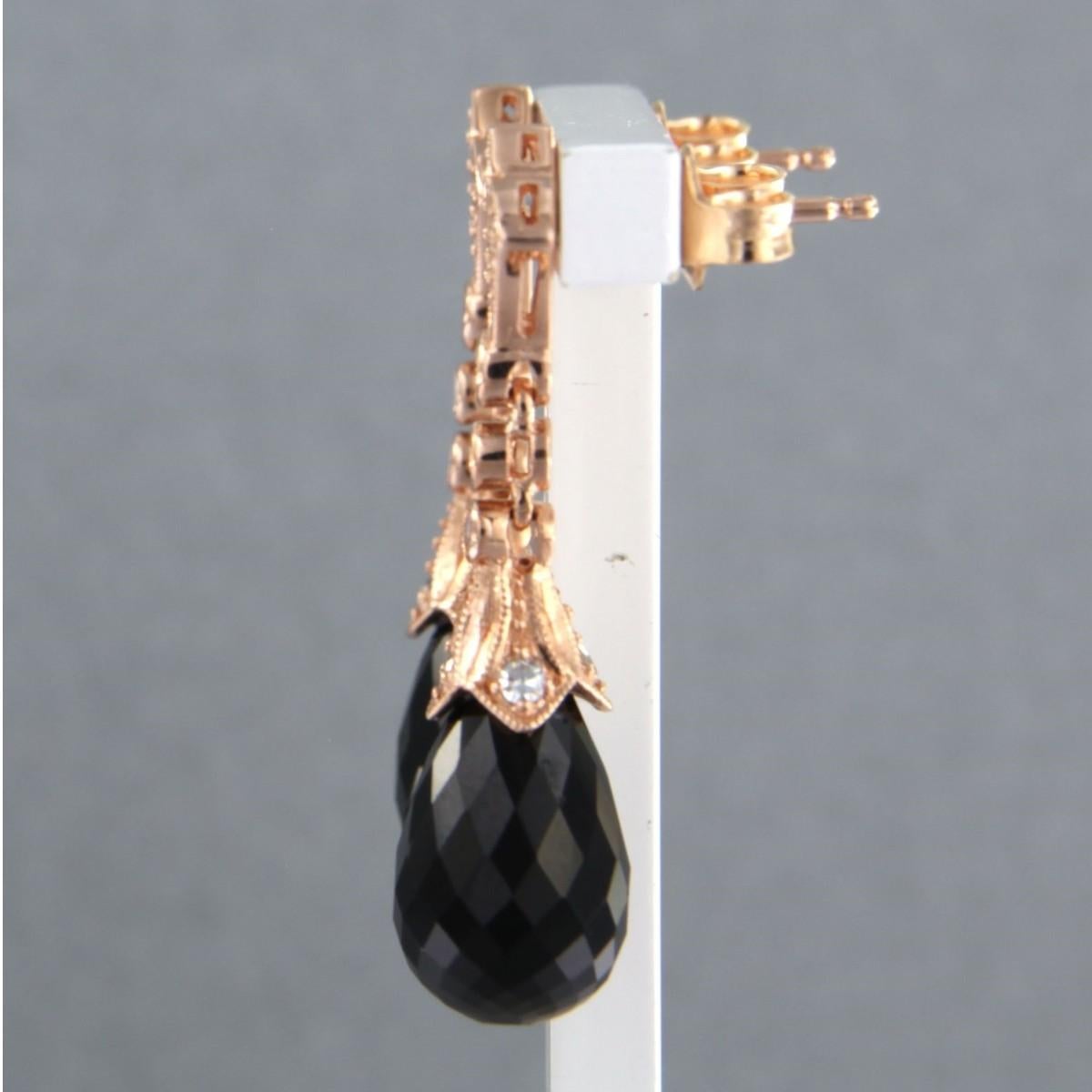 Ohrringe mit Onyx und Diamanten im Einzelschliff bis zu 0,34ct 14k Gold 5,5 Gramm (Art déco) im Angebot
