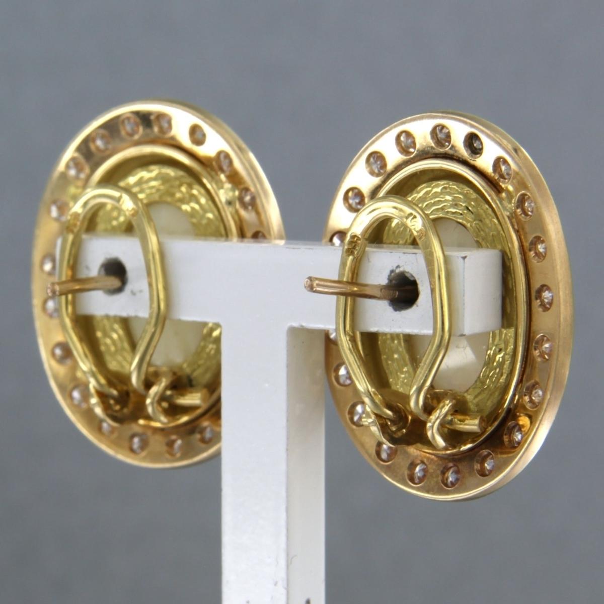 Earrings with opal and diamond 18k yellow gold For Sale 1