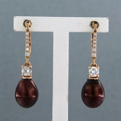Earrings with pearl and brilliant cut diamonds up to 0.32ct 18k pink gold