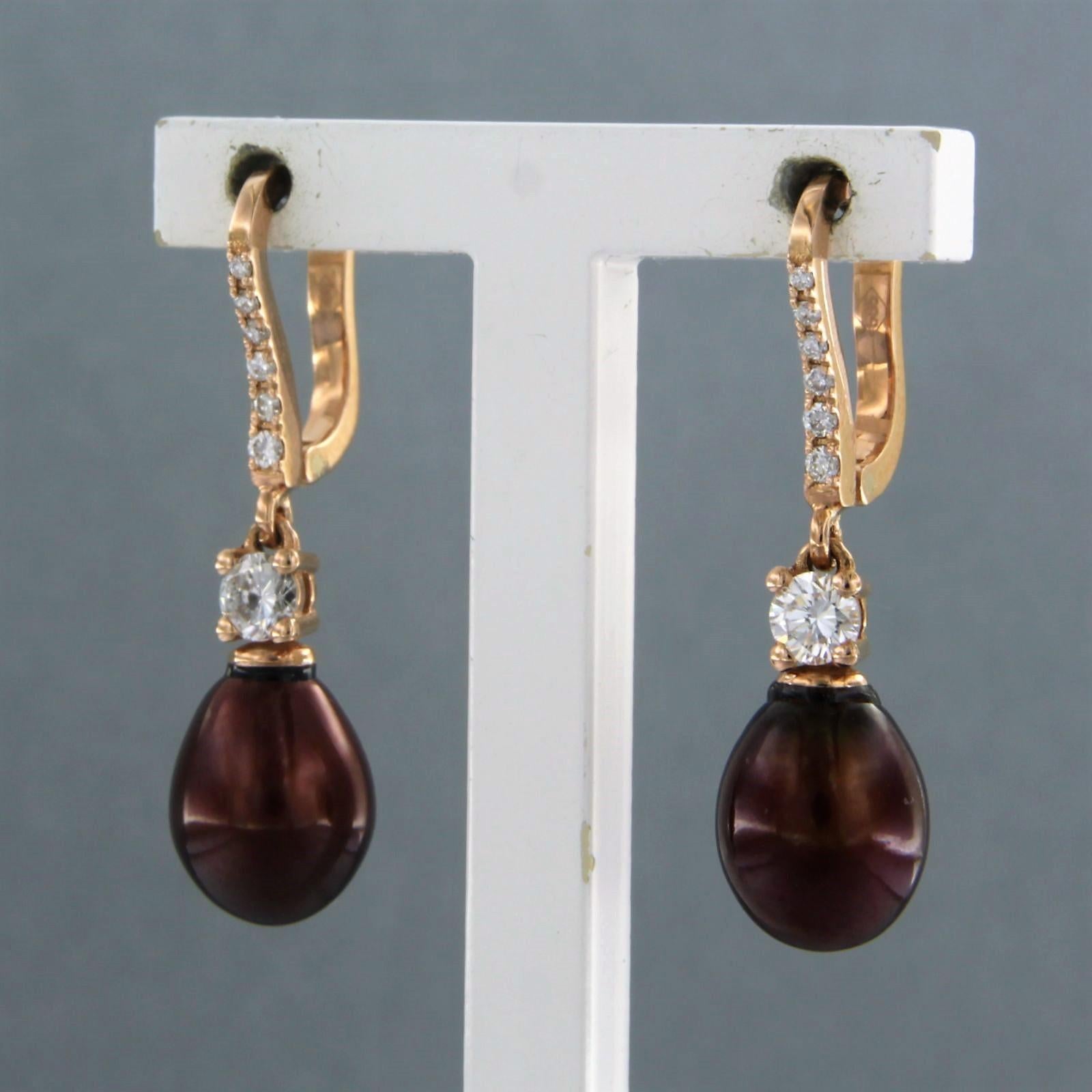 Boucles d'oreilles avec perle et diamants taille brillant jusqu'à 0,32ct Or rose 18k Pour femmes en vente