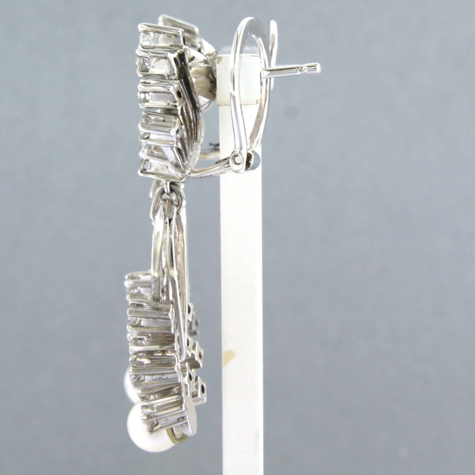 Moderne Boucles d'oreilles avec perle et diamants taille brillant jusqu'à 1,20ct Or 18k 15,6 grammes en vente