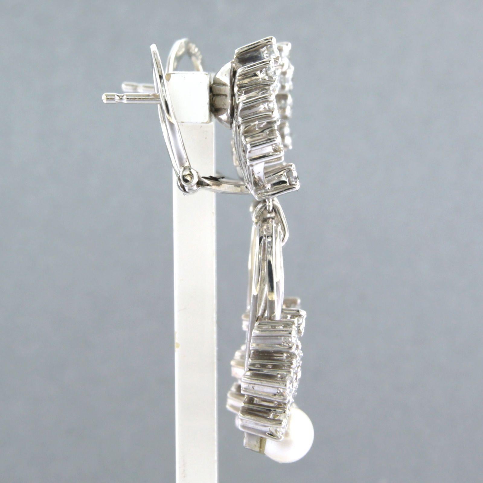 Donna Earrings with pearl and brilliant cut diamonds up to 1.20ct 18k white gold in vendita