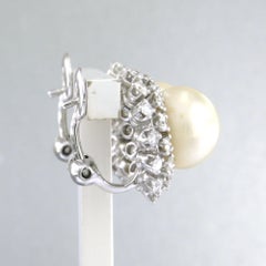 Ohrringe mit Perle und Diamanten im Brillantschliff bis zu 2,00ct 18k Gold 13,3 Gramm