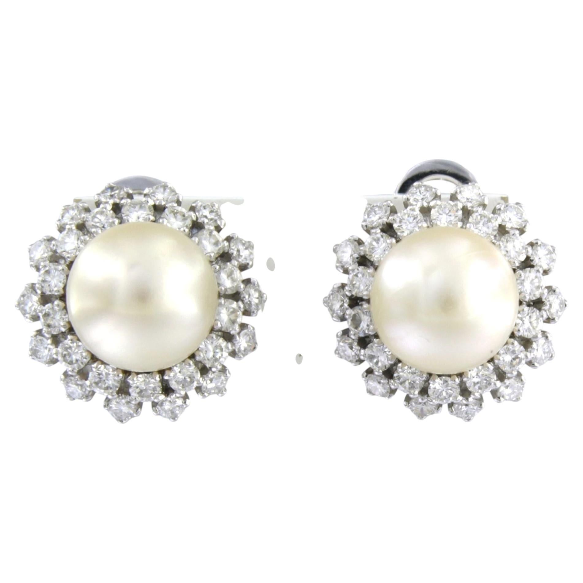 Orecchini con perla e diamanti taglio brillante fino a 2,00ct Oro 18k 13,3 grammi