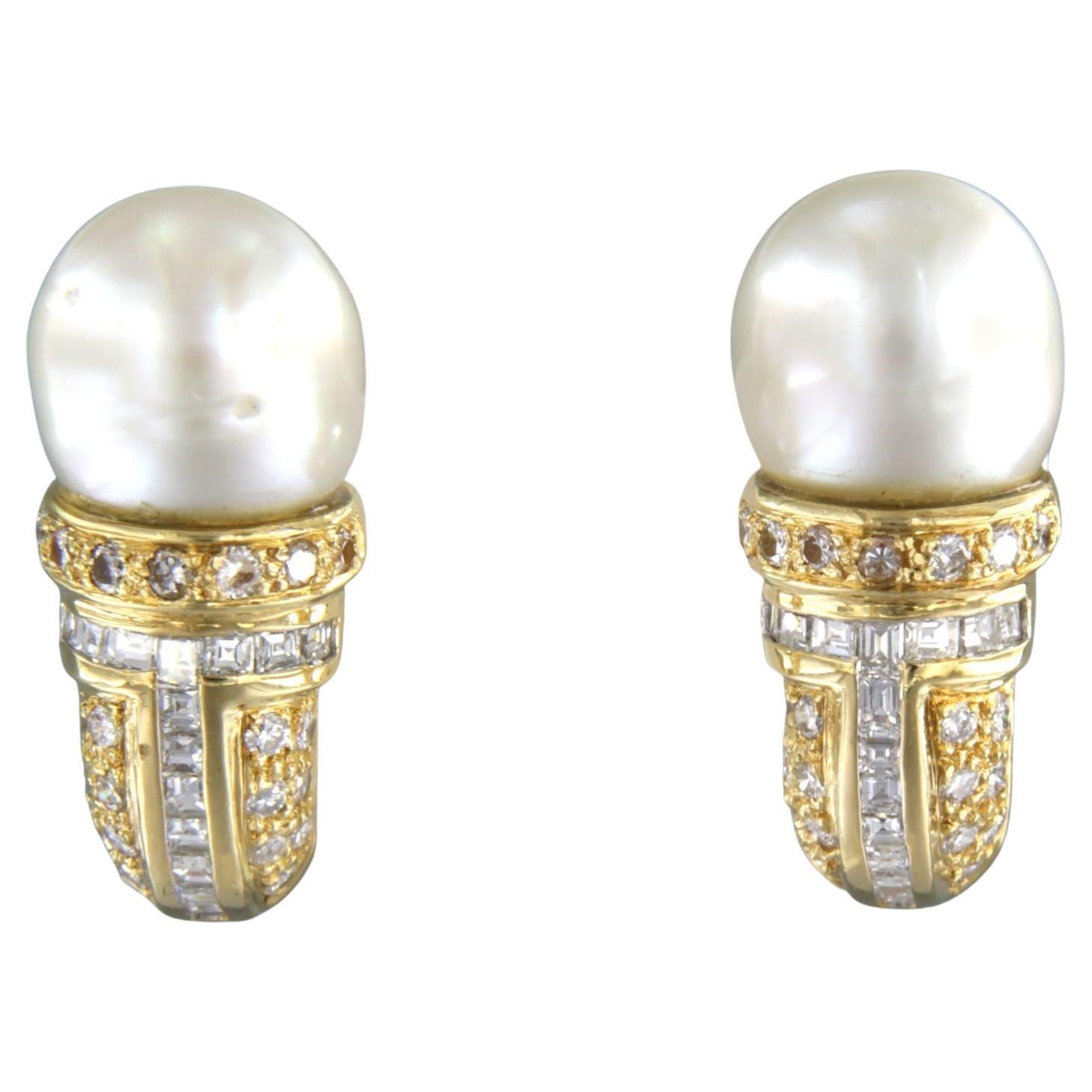 Earrings set with sapphire and diamonds 18k yellow gold For Sale at 1stDibs