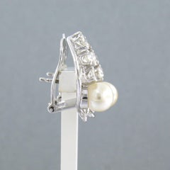 Ohrringe mit Perle und Diamanten im Altminenschliff bis zu 0,80ct 14k Gold und Platin