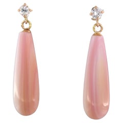 Ohrringe mit rosa Opal und Diamant im Brillantschliff bis zu 0,30ct 18k Gold 5,1 Gramm