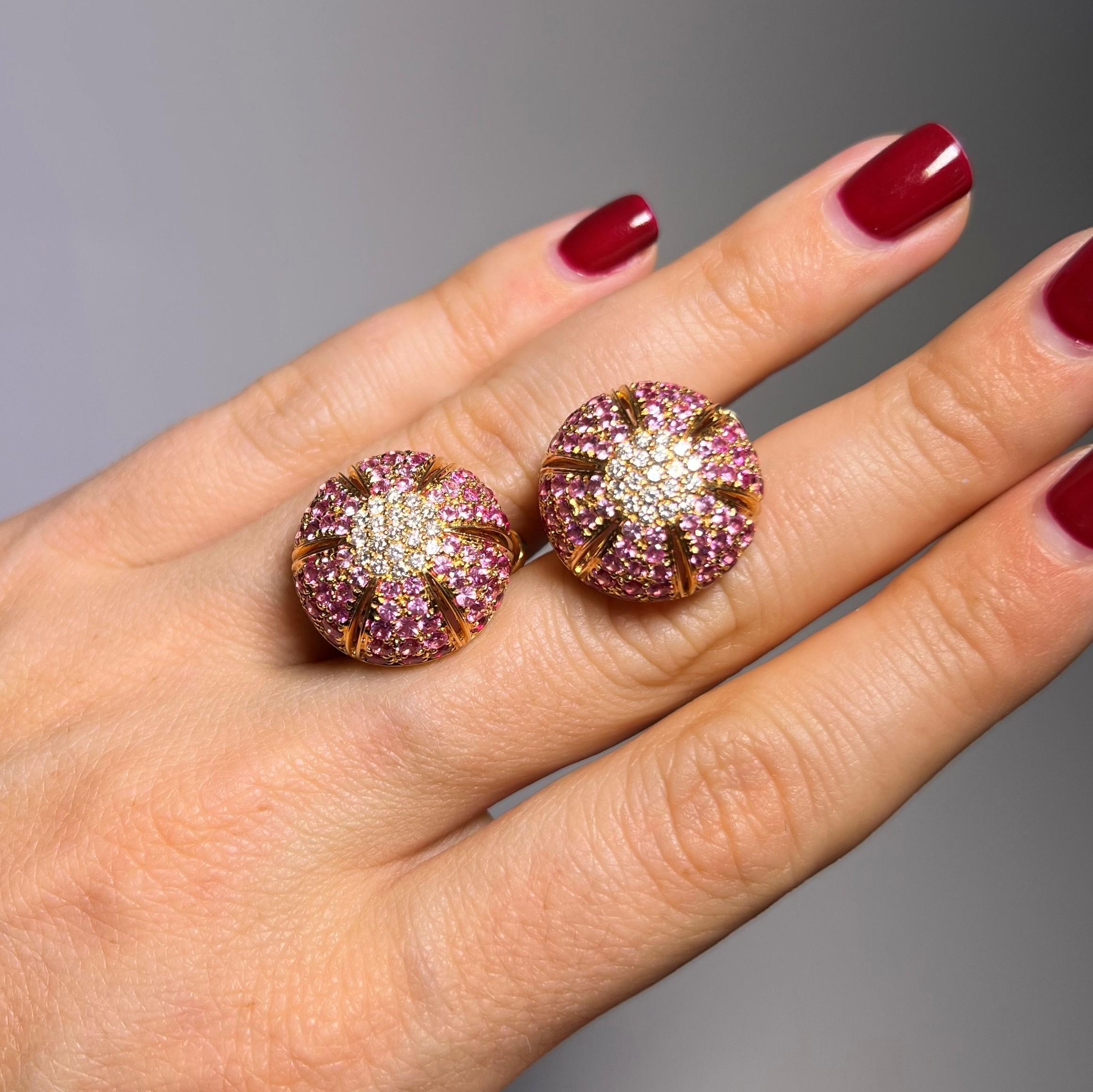 Earrings with Pink Sapphires & Diamonds in 18 Karat Rose Gold by Damiani 7