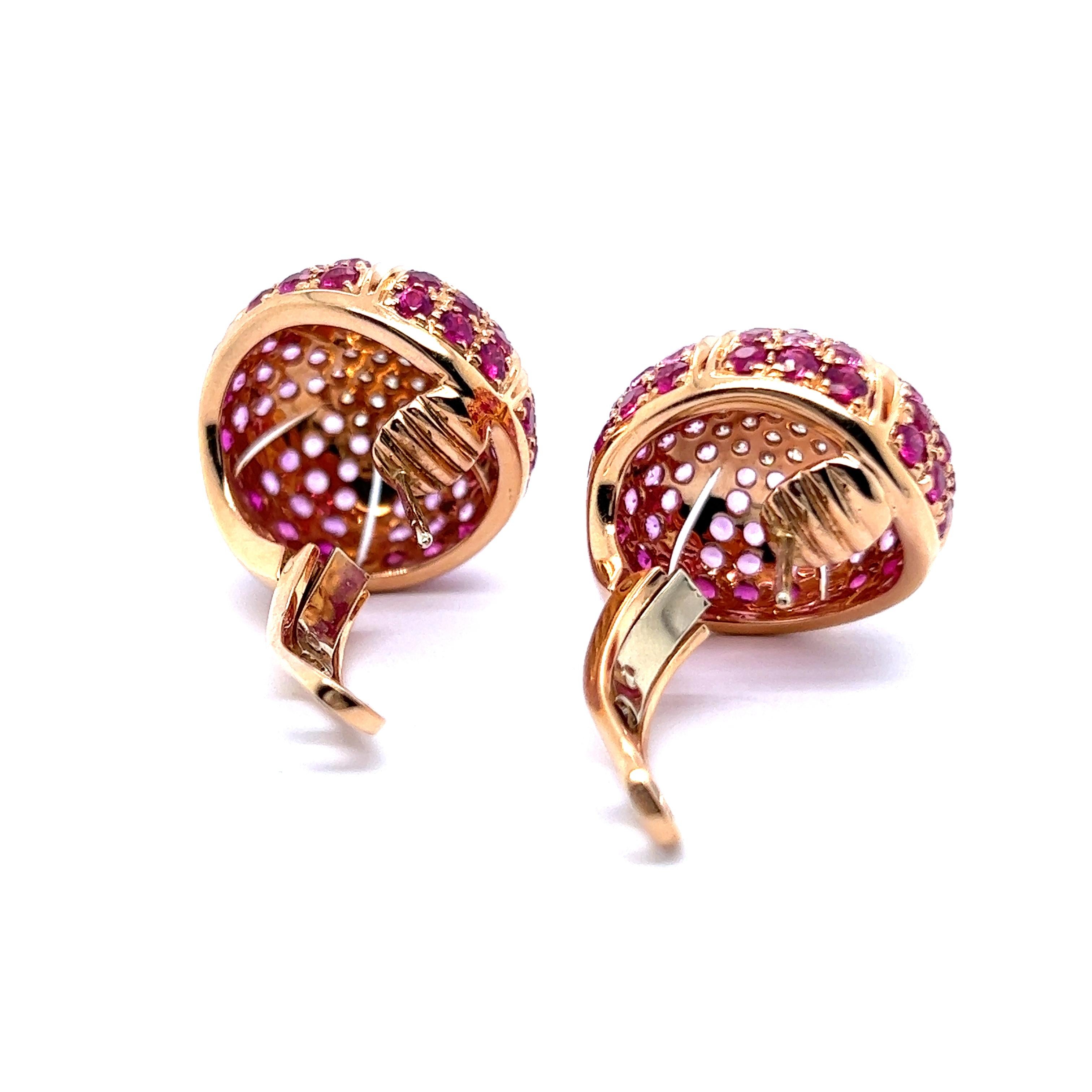 Brilliant Cut Earrings with Pink Sapphires & Diamonds in 18 Karat Rose Gold by Damiani