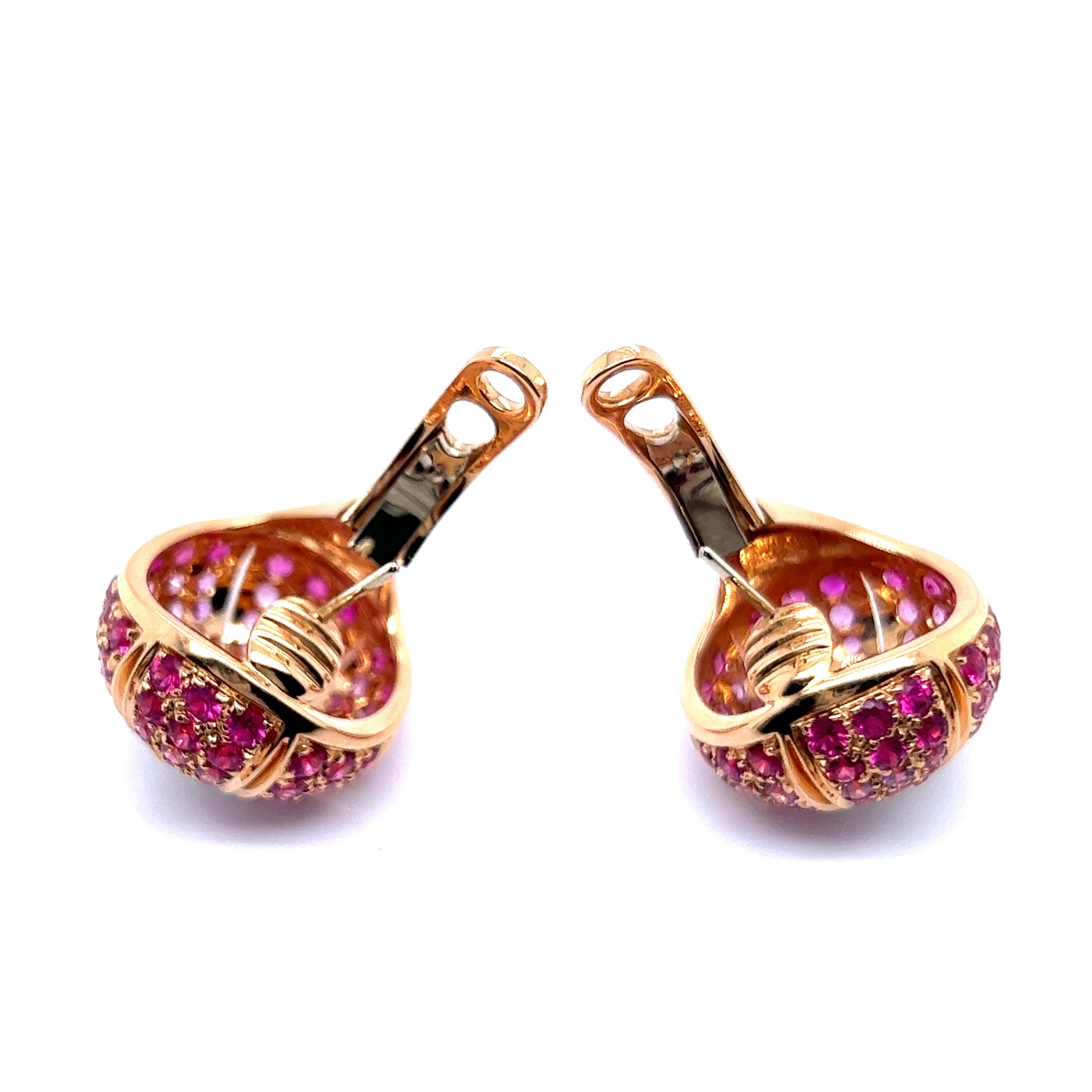 Earrings with Pink Sapphires & Diamonds in 18 Karat Rose Gold by Damiani In Excellent Condition In Lucerne, CH