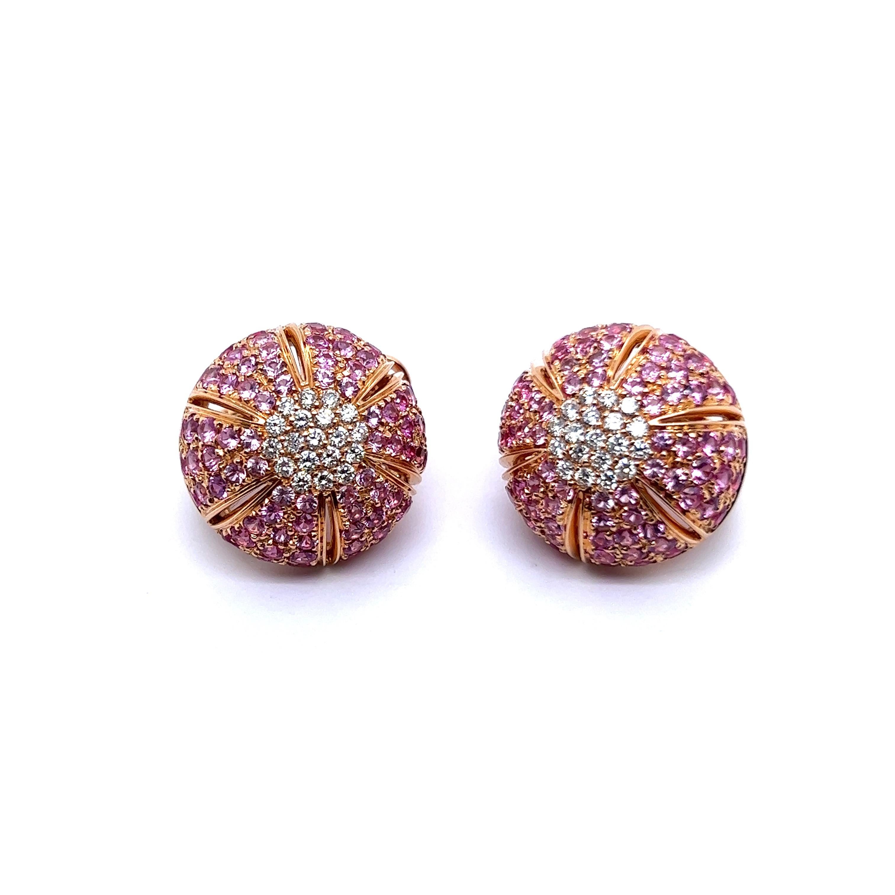 Earrings with Pink Sapphires & Diamonds in 18 Karat Rose Gold by Damiani 1