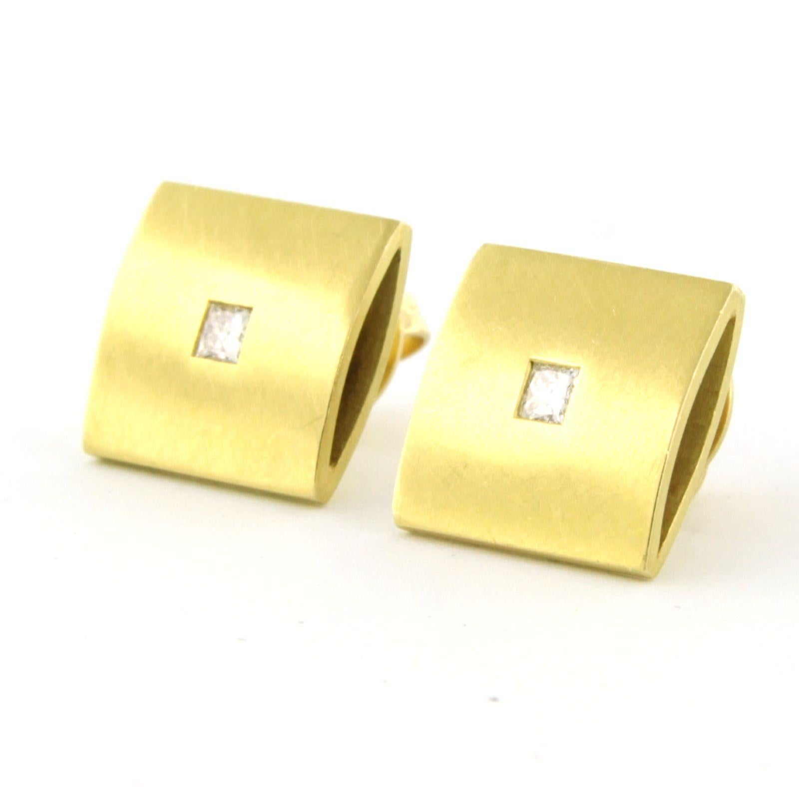 Taille princesse Boucles d'oreilles avec diamants de taille princesse jusqu'à 0,12ct Or 18k 8,5 grammes en vente