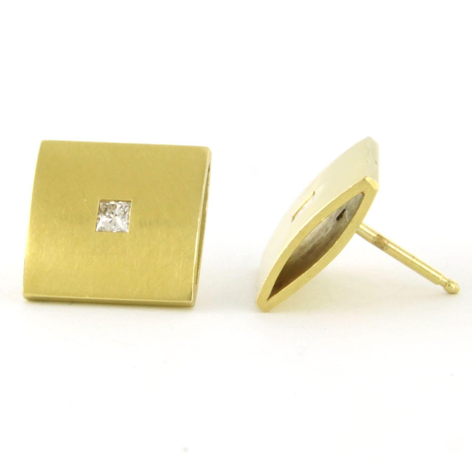 Boucles d'oreilles avec diamants de taille princesse jusqu'à 0,12ct Or 18k 8,5 grammes Excellent état - En vente à The Hague, ZH