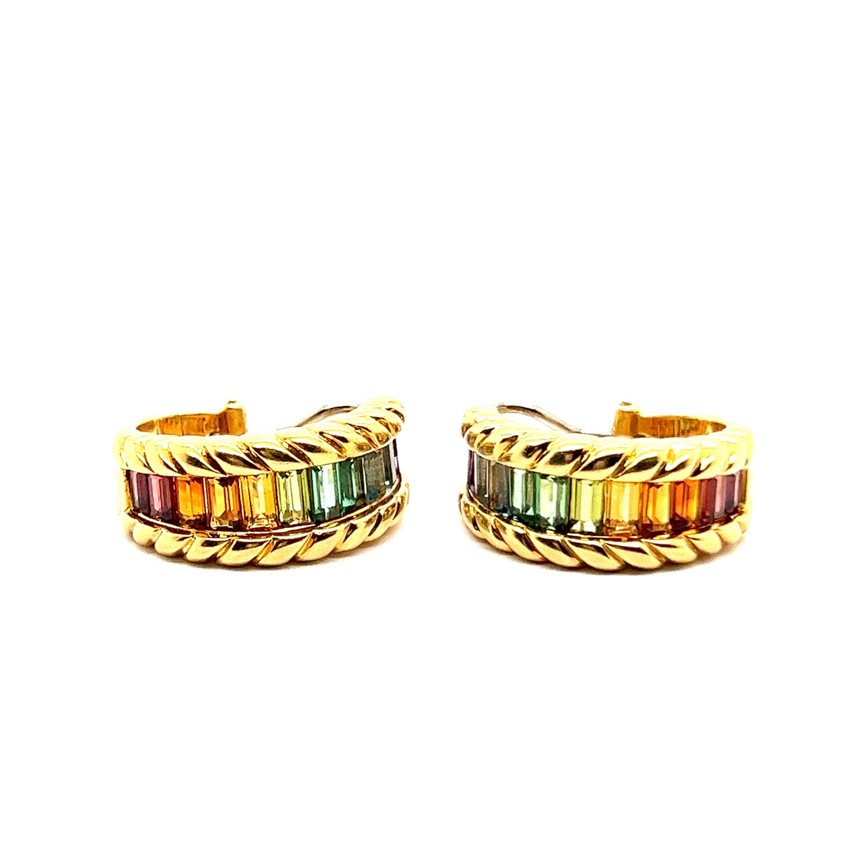 Earrings with Rainbow Gemstones in 18 Karat Yellow Gold by Gübelin For Sale 7