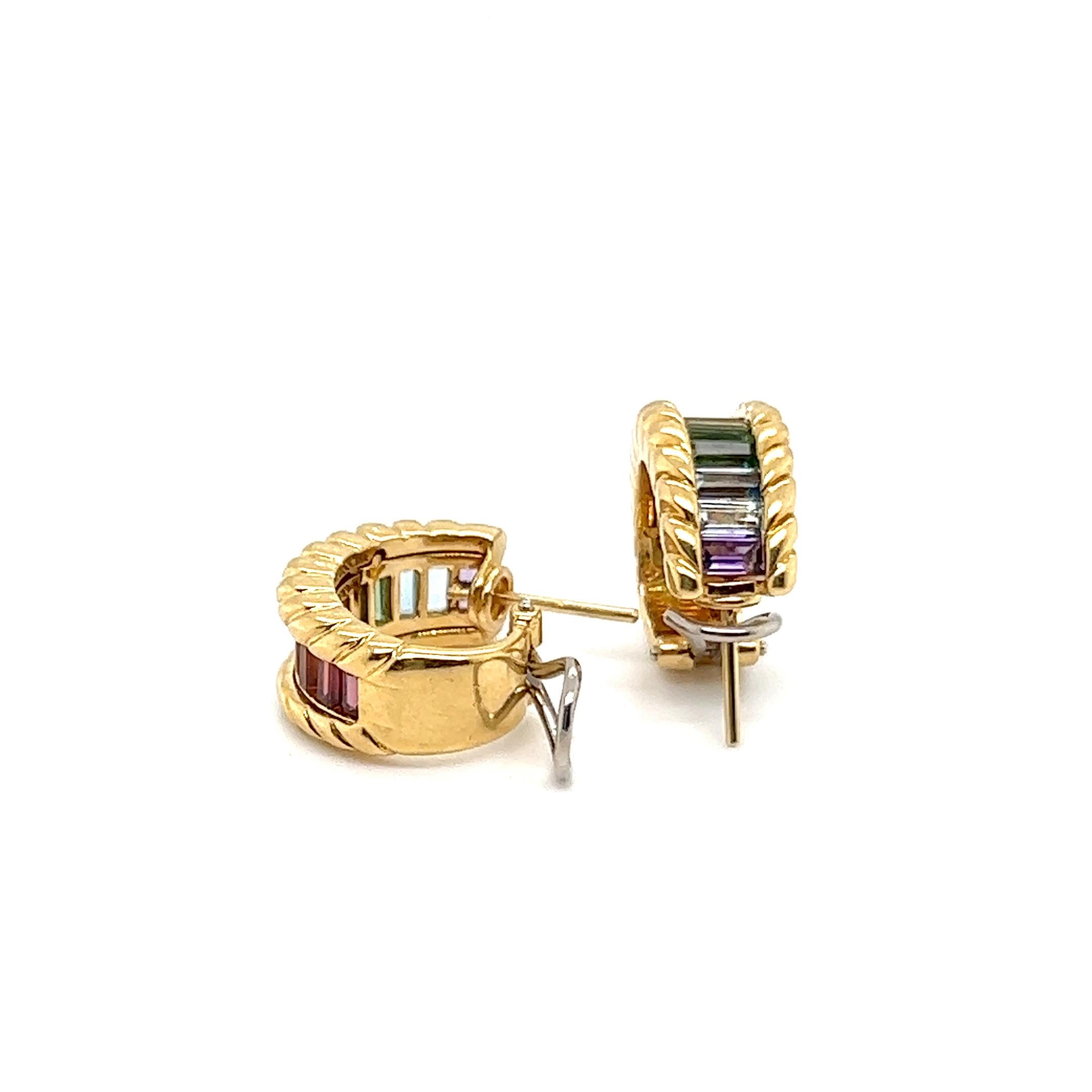 Earrings with Rainbow Gemstones in 18 Karat Yellow Gold by Gübelin For Sale 9