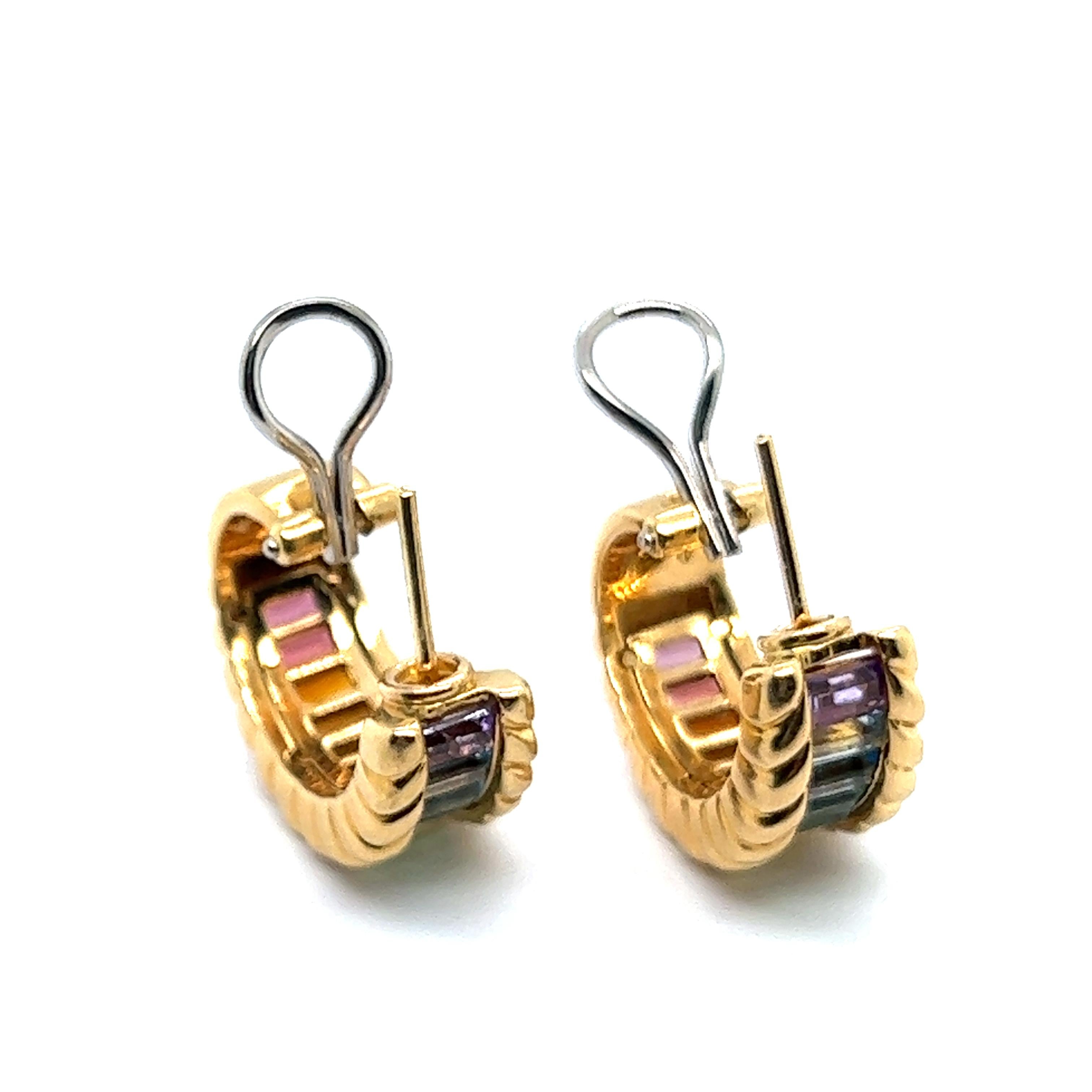 Earrings with Rainbow Gemstones in 18 Karat Yellow Gold by Gübelin For Sale 10