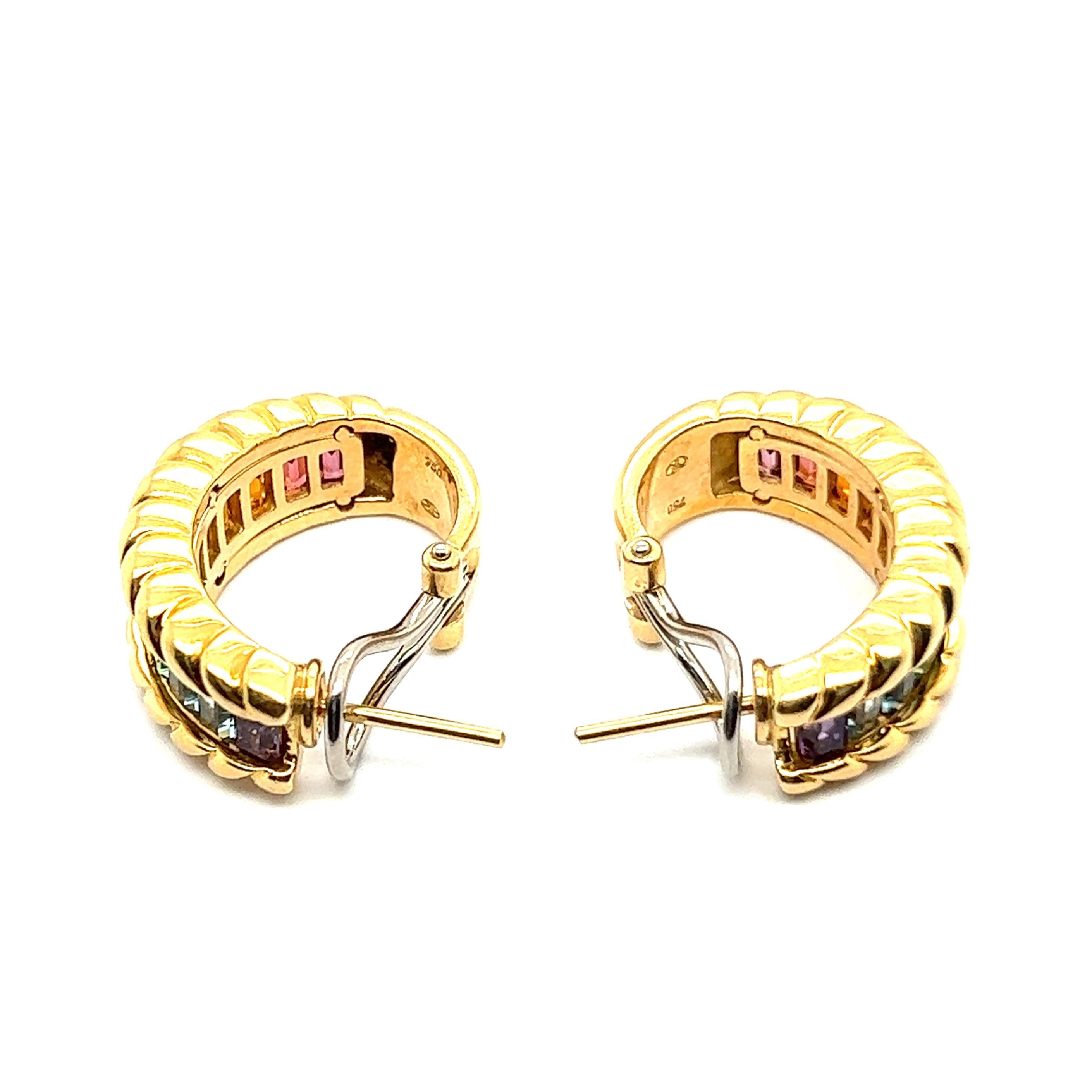 Earrings with Rainbow Gemstones in 18 Karat Yellow Gold by Gübelin For Sale 11