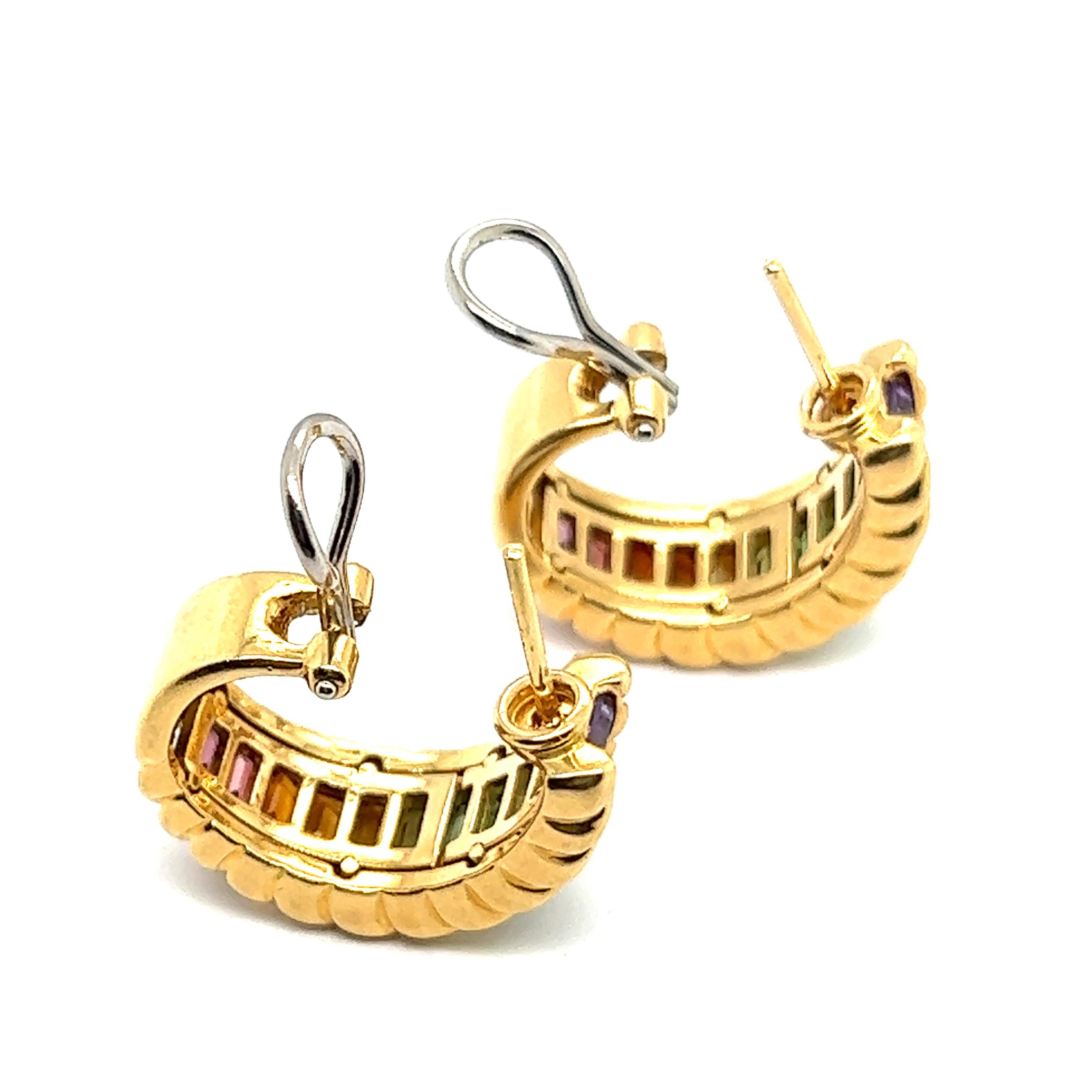 Contemporary Earrings with Rainbow Gemstones in 18 Karat Yellow Gold by Gübelin