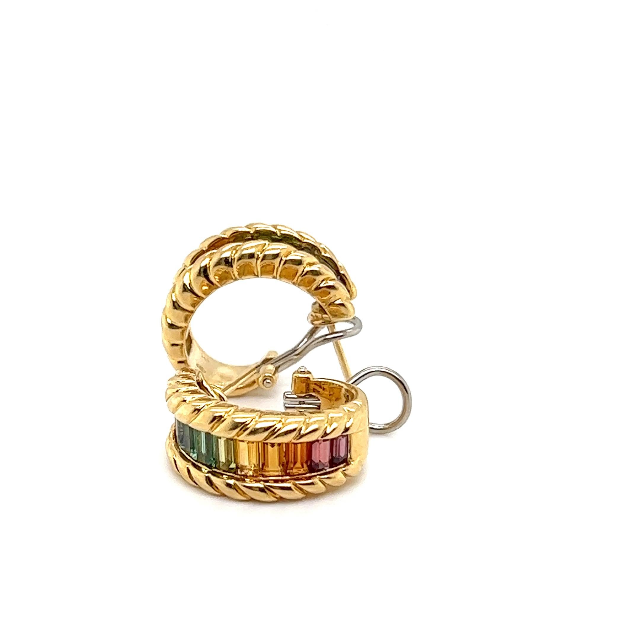 Earrings with Rainbow Gemstones in 18 Karat Yellow Gold by Gübelin For Sale 1