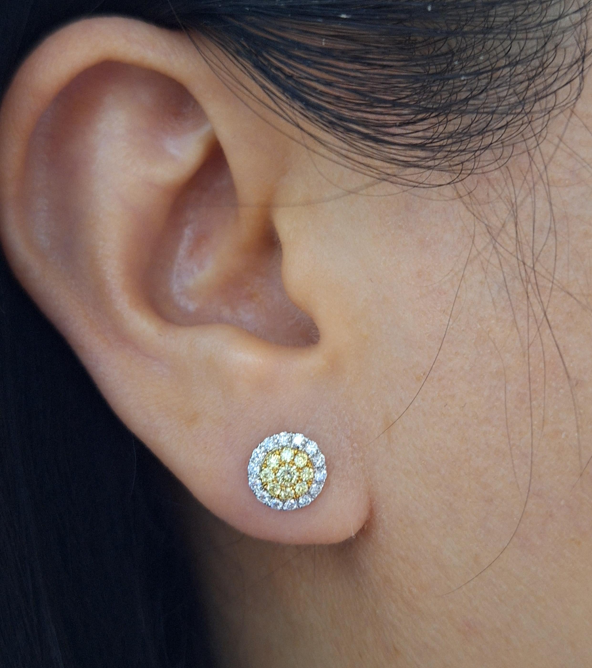 Orecchini con rari diamanti gialli Nature e diamanti bianchi In condizioni Nuovo in vendita a Hong Kong, HK