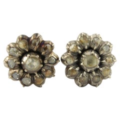 Earrings with rose cut diamonds up to 0.30ct 14k gold and silver