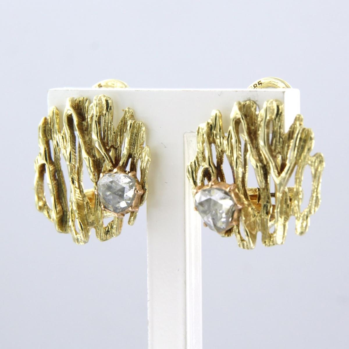 Boucles d'oreilles avec diamants de taille rose jusqu'à 0,50ct or 14k 5,2 grammes Pour femmes en vente