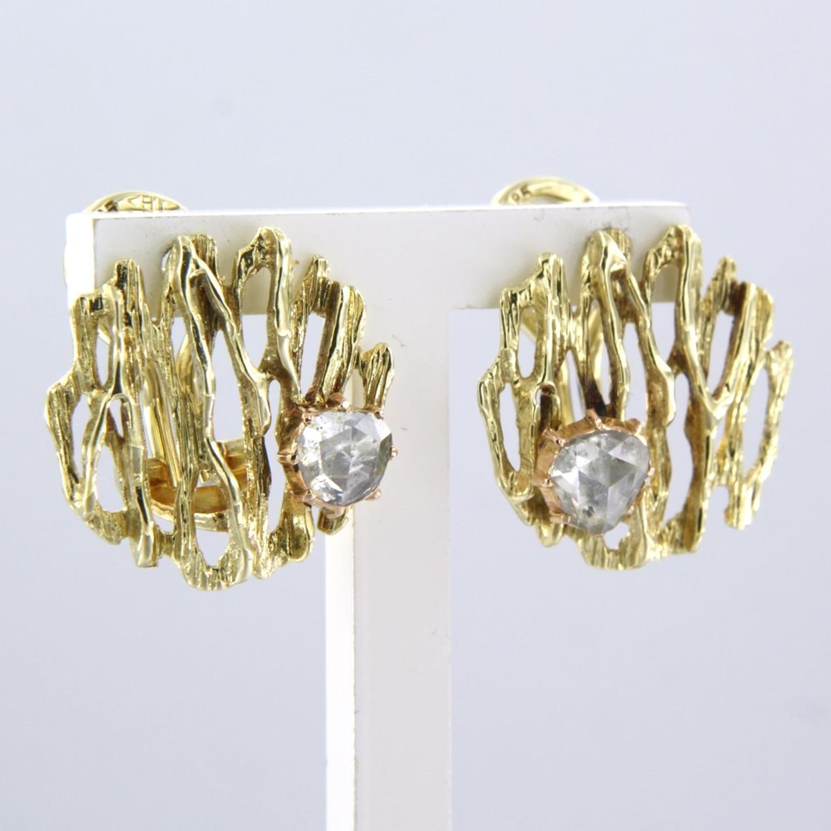 Boucles d'oreilles avec diamants de taille rose jusqu'à 0,50ct or 14k 5,2 grammes en vente 1