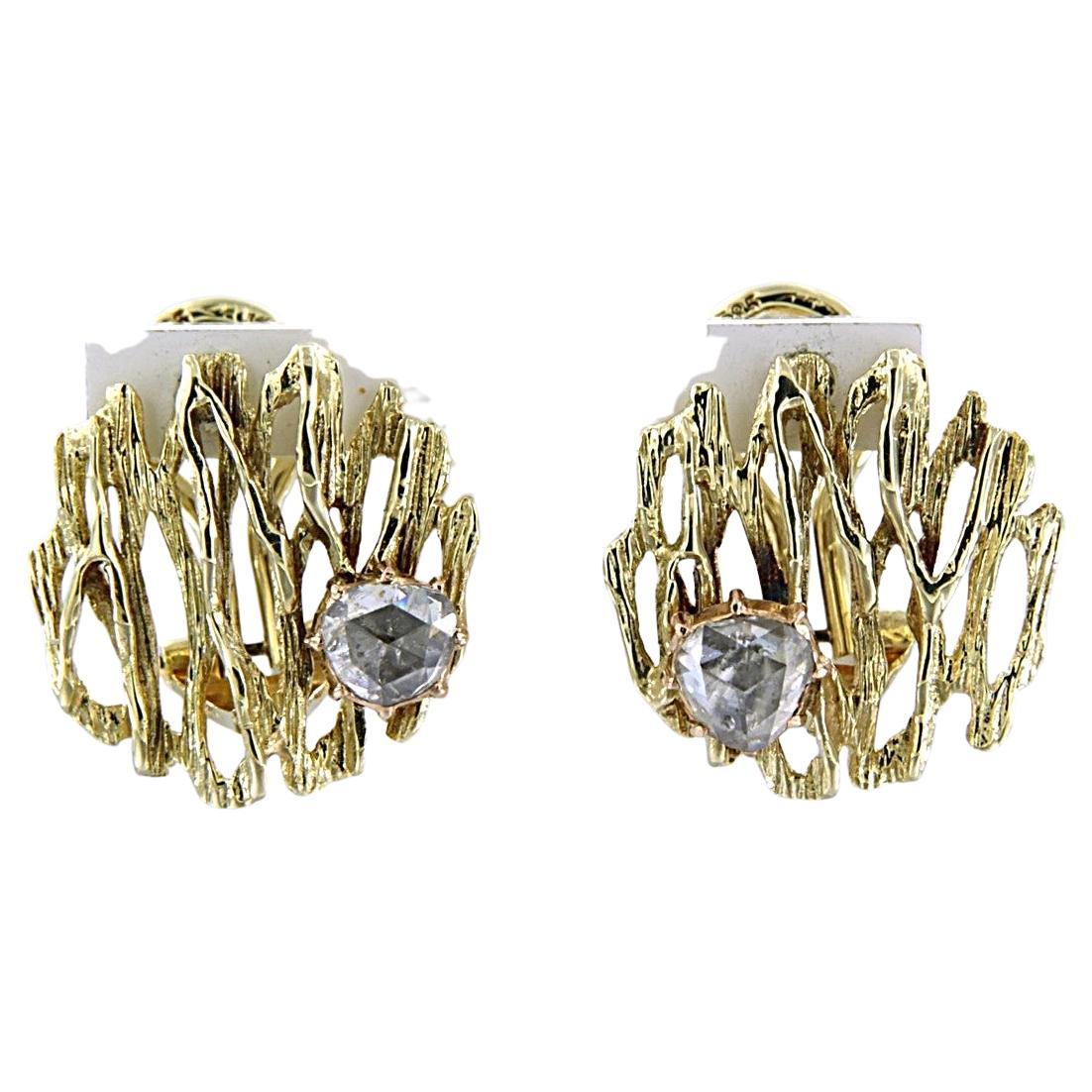 Boucles d
oreilles avec diamants de taille rose jusqu
à 0,50ct or 14k 5,2 grammes