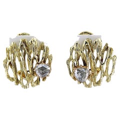 Earrings with rose cut diamonds up to 0.50ct 14k gold 5.2 grams