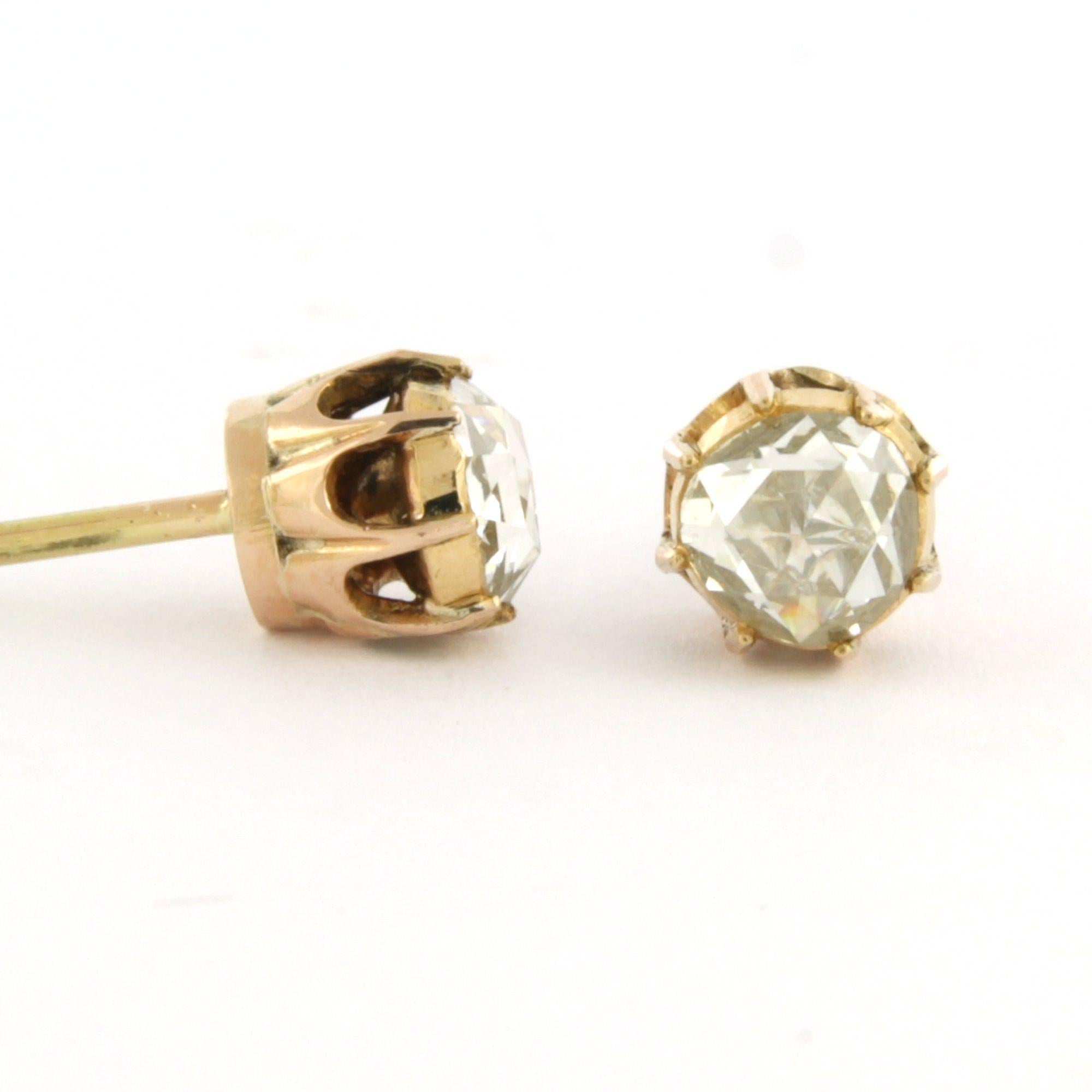 Rose Cut Earrings with rose cut diamonds up to 0.70ct 14k pink gold 2.3 grams For Sale