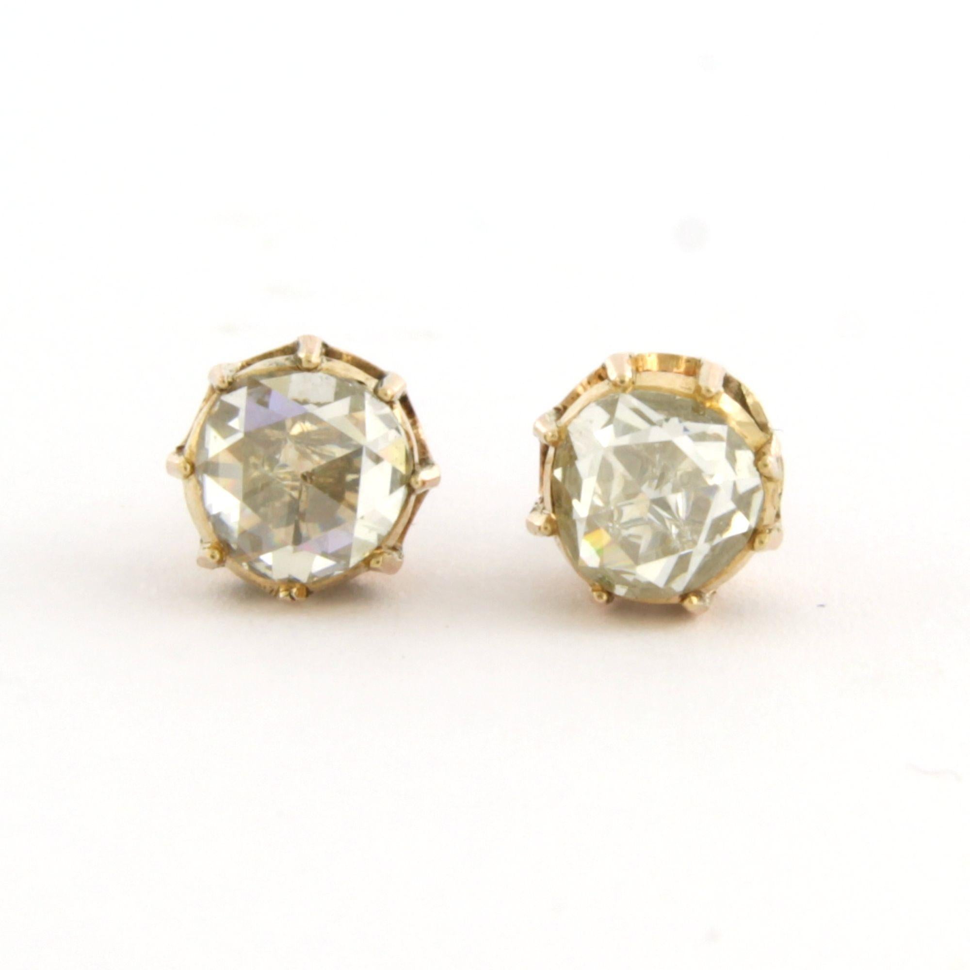 Women's Earrings with rose cut diamonds up to 0.70ct 14k pink gold 2.3 grams For Sale