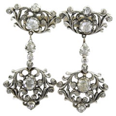 Earrings with rose cut diamonds up to 2.00ct 14k gold and silver
