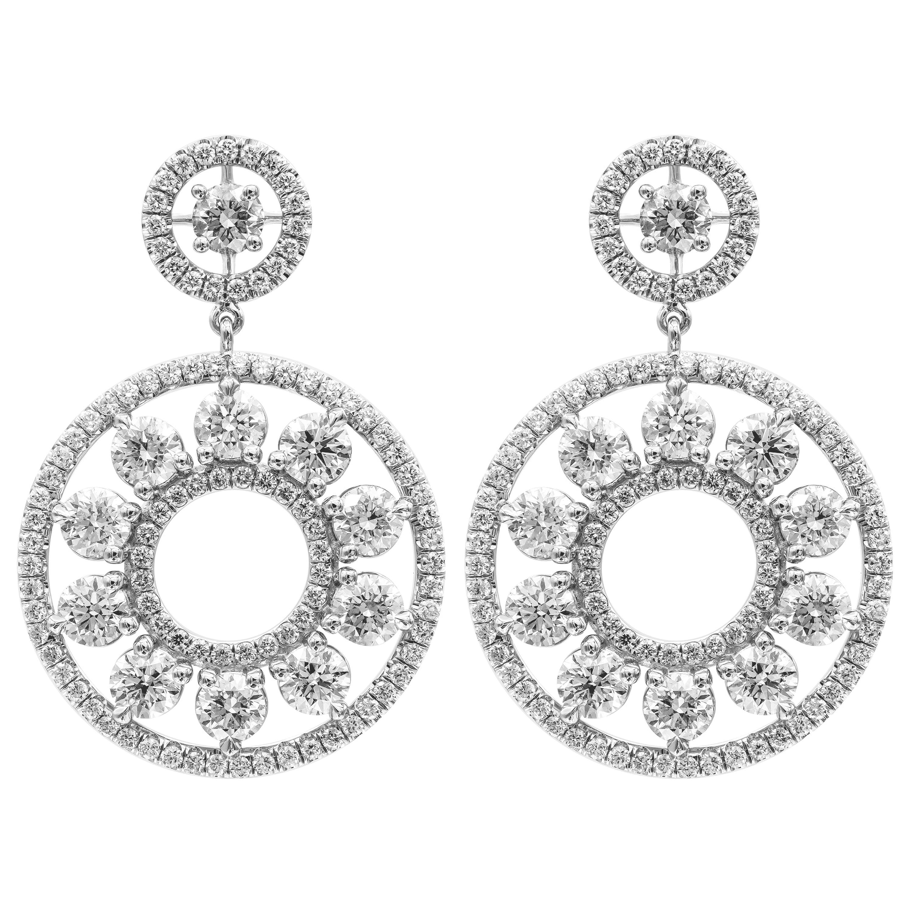 Earrings with Round Diamonds 6.58 Carat For Sale