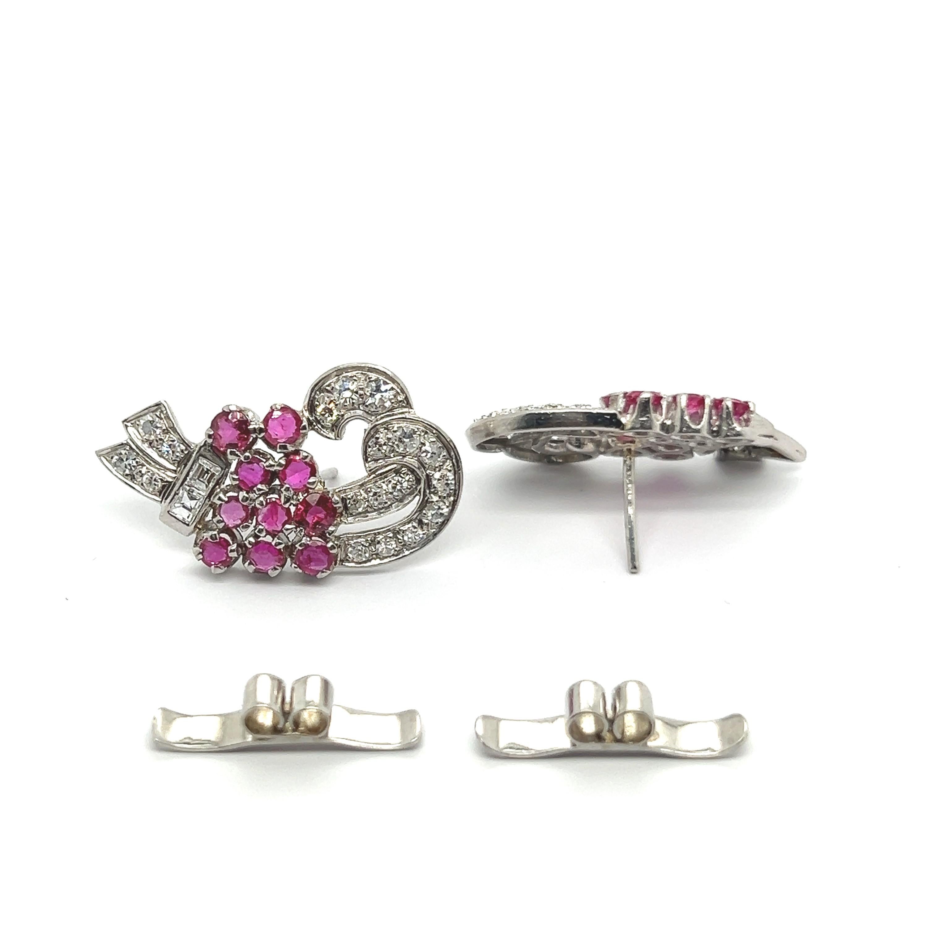 Earrings with Rubies & Diamonds in Platinum 950 For Sale 5