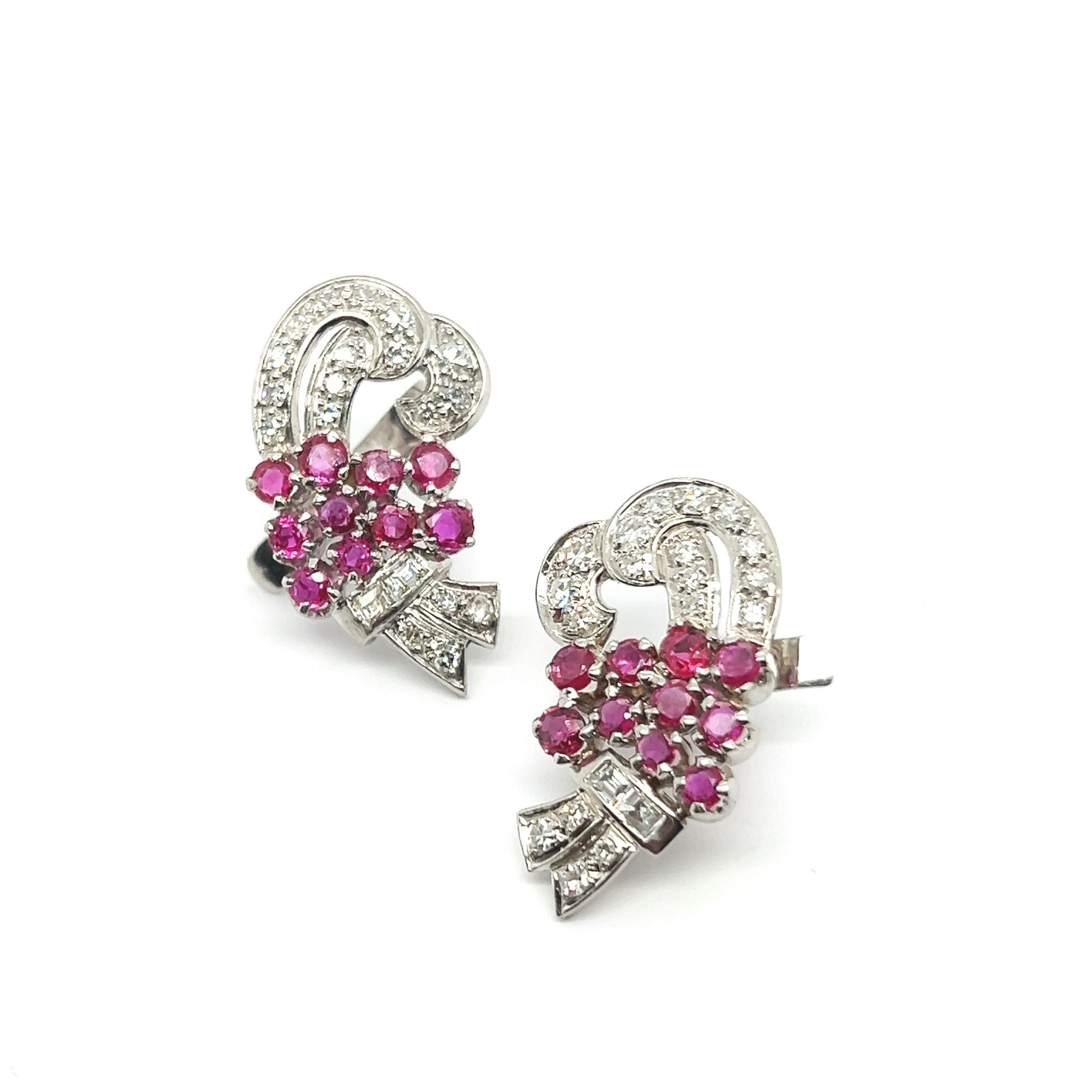 Earrings with Rubies & Diamonds in Platinum 950 For Sale 6
