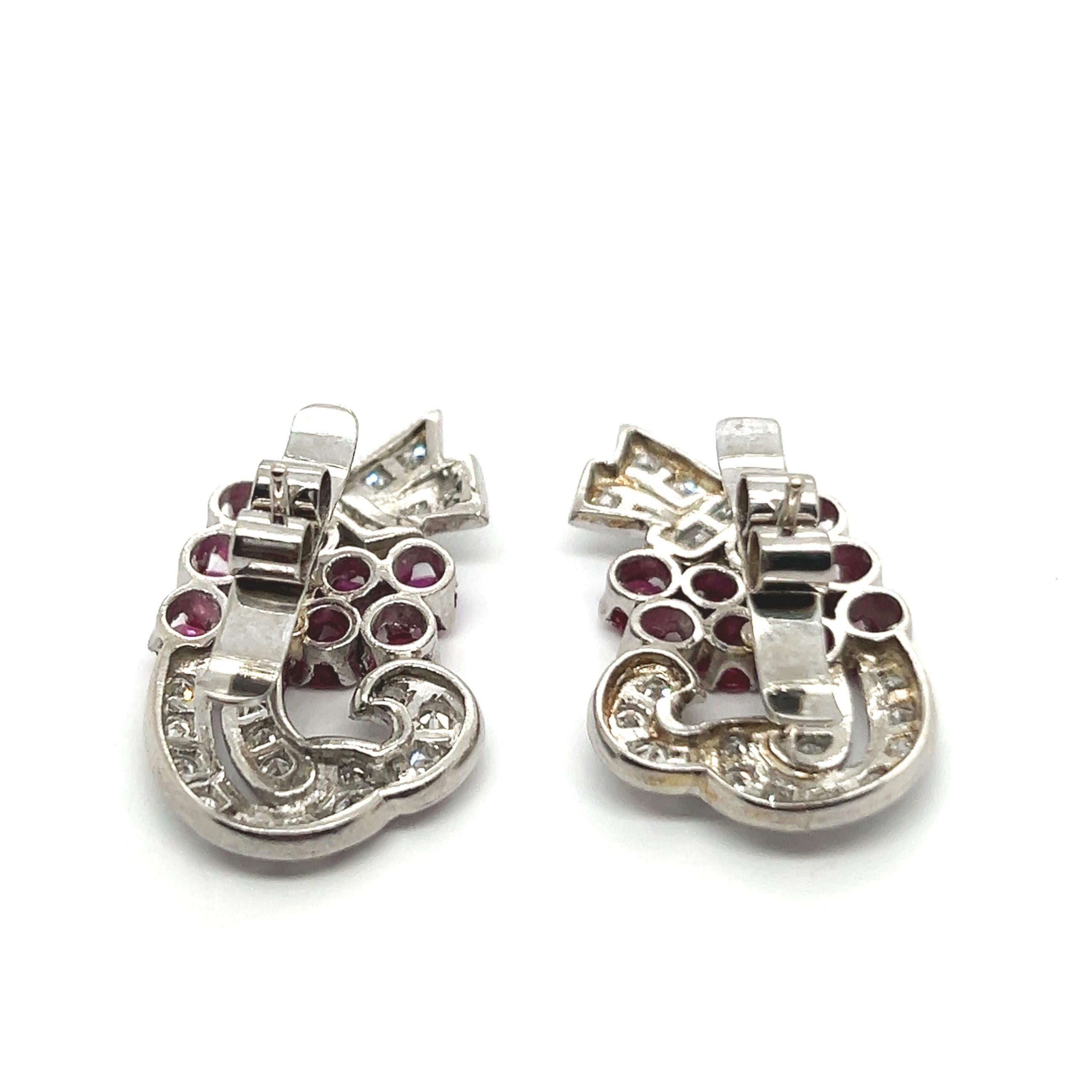Earrings with Rubies & Diamonds in Platinum 950 For Sale 7