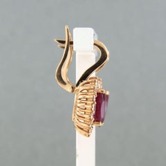 Earrings with ruby and billiant cut diamonds up to 0.32ct 18k pink gold 5.3 gram