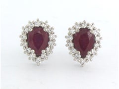 Pendientes con rubí y diamantes talla brillante hasta 0,46ct Oro de 18k 4,6 gramos