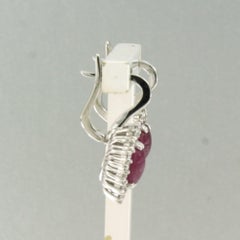 Earrings with ruby and brilliant cut diamonds up to 0.92ct 18k white gold