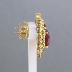Earrings with ruby and brilliant cut diamonds up to 2.00ct 18k gold 9.3 grams