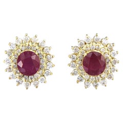 Orecchini con rubino e diamanti taglio brillante fino a 2,00ct Oro 18k 9,3 grammi