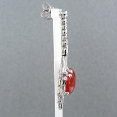 Earrings with ruby, coral and brilliant cut diamonds up to 1.26ct 14k gold