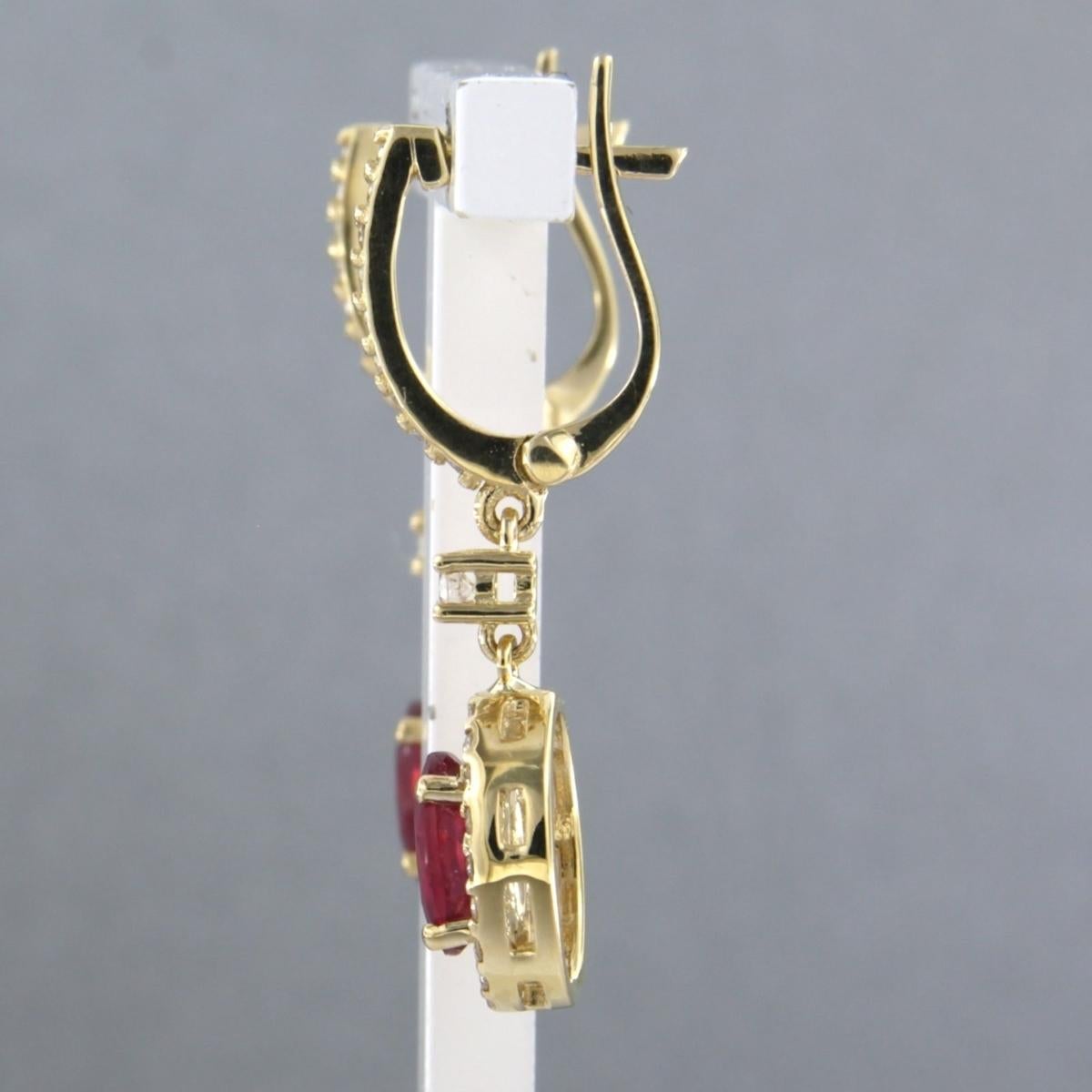 Moderno Earrings with ruby up to 1.70ct and brilliant cut diamonds up to 0.42ct 14k gold in vendita
