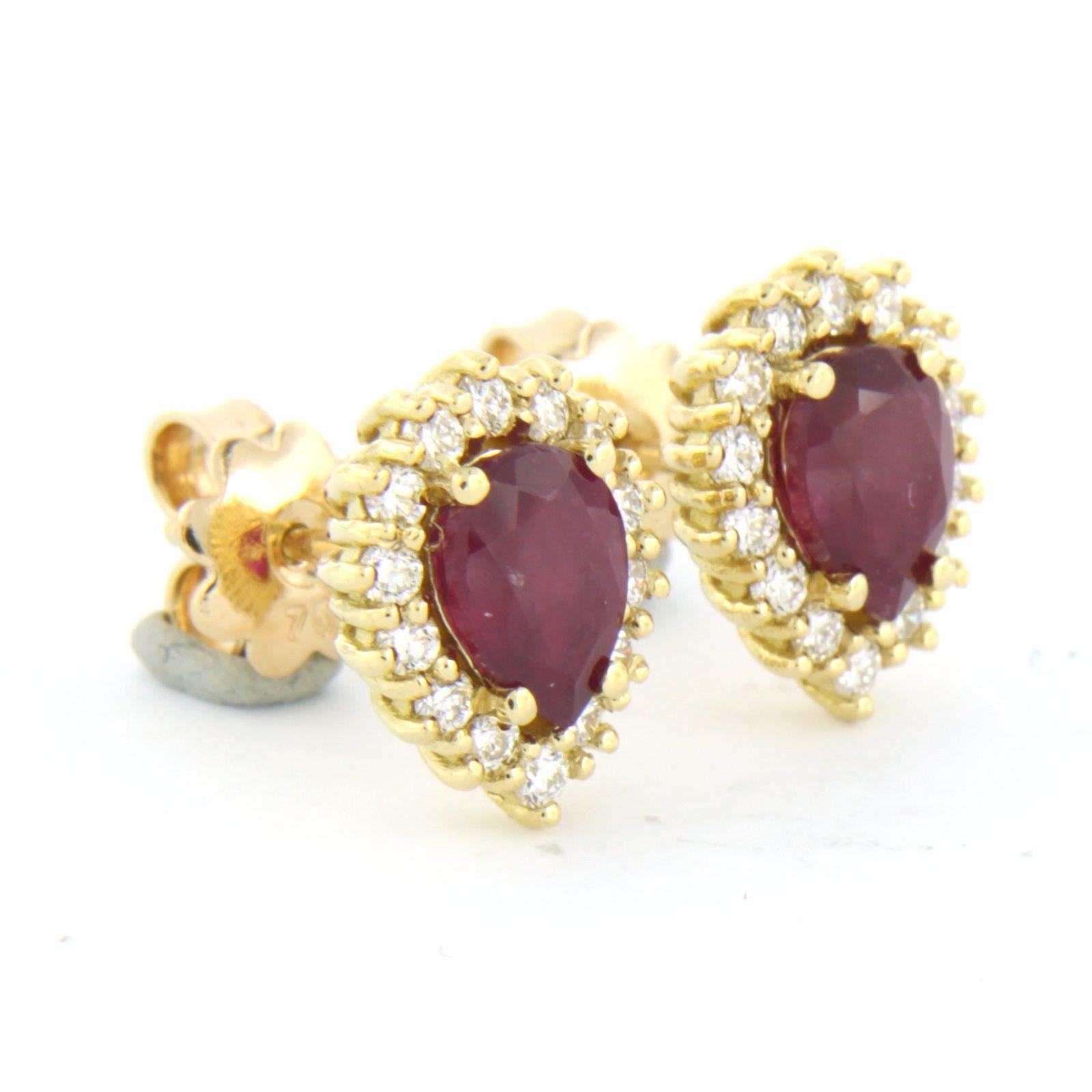 Earrings with ruby up to 1.80ct and brilliant cut diamonds up to 0.50ct 18k gold en venta 1